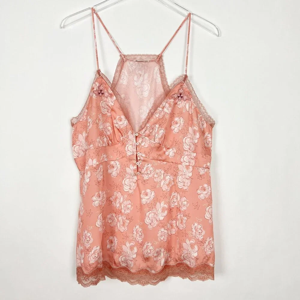 Free People Intimately Camisole Womens L Peach Floral Night Special Cami Top